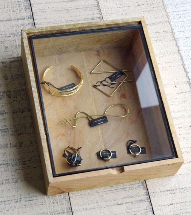 Wooden Taper Box With Glass Lid