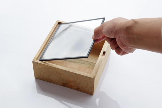 Square Wooden Box With Glass Lid