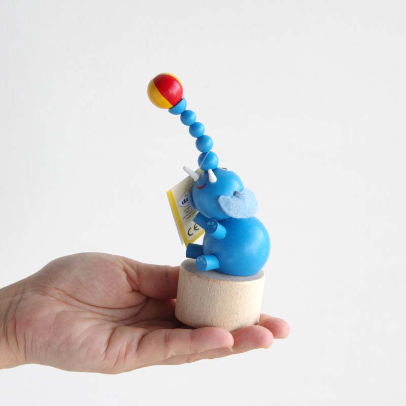 Wooden Push Up Toy "Blue Elephant"