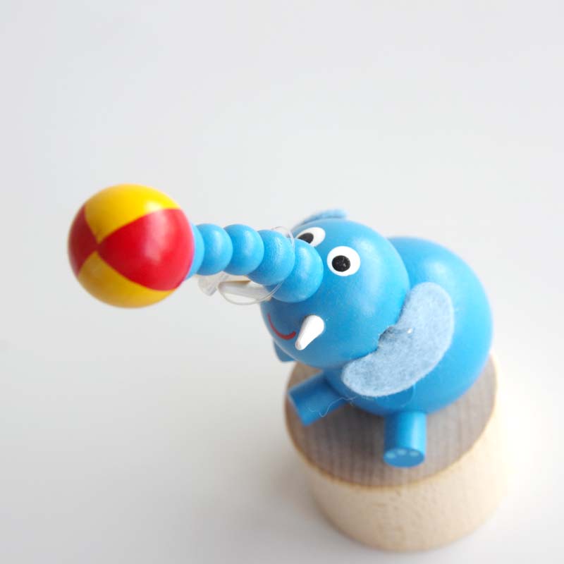 Wooden Push Up Toy "Blue Elephant"