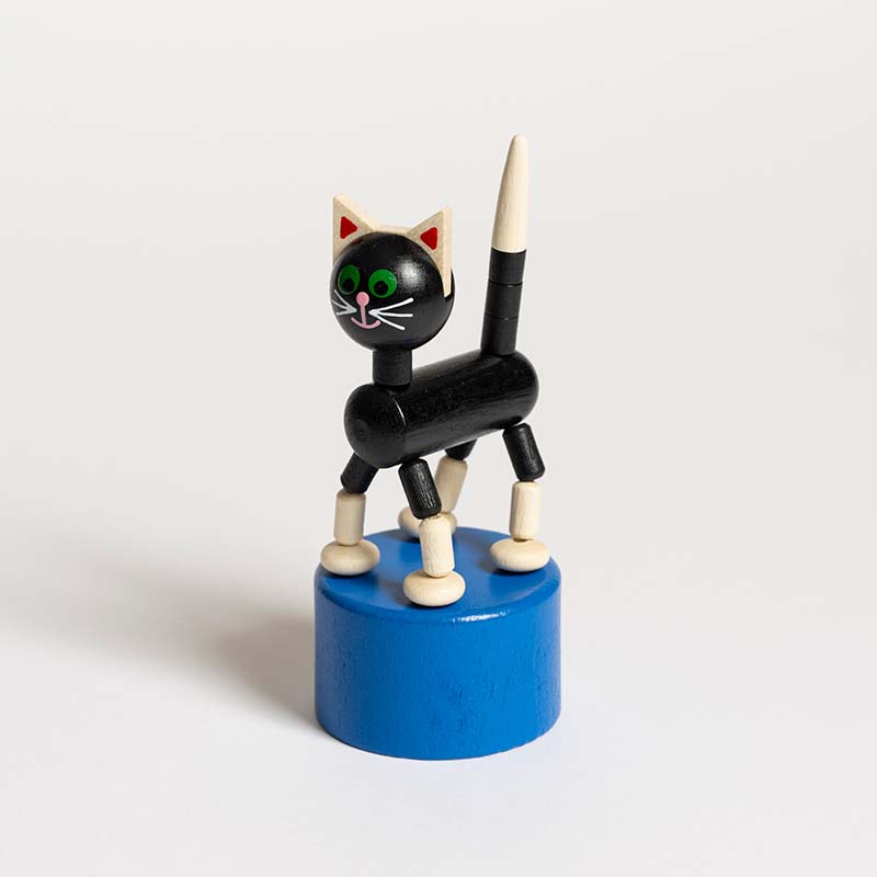 Wooden Push Up Toy "Black Cat"