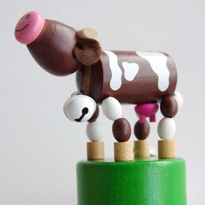 Wooden Push Up Toy "Cow"