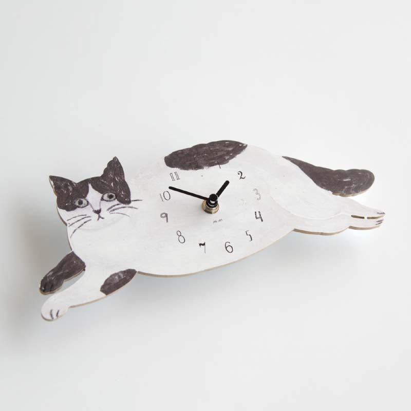 Diecut Clock Gray Cat