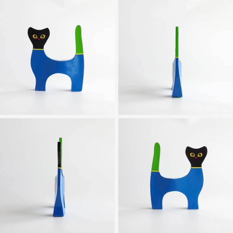 Papel Mache Blue Cat