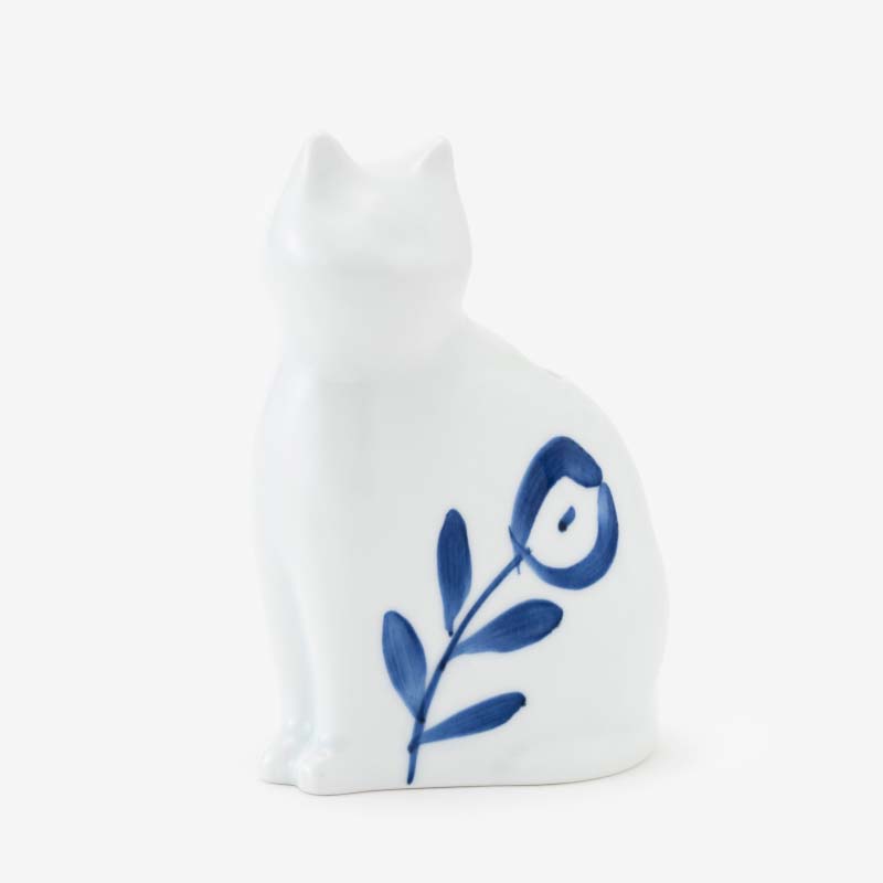 ひがし ちか 花器「愛 編む 磁器猫」