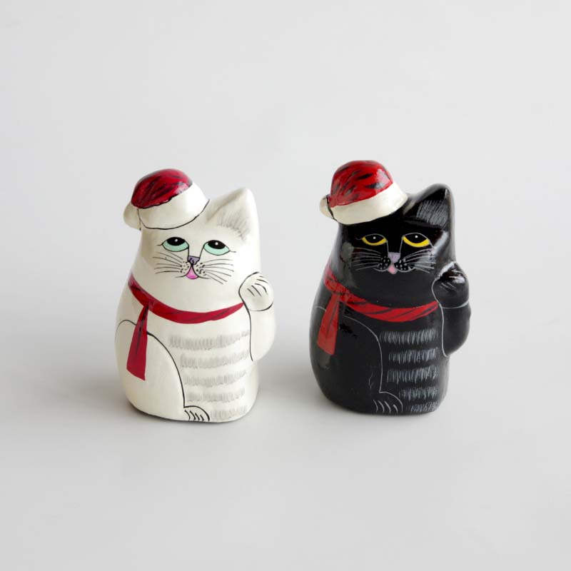 PAPER MACHE CAT DOLL Xmas Version