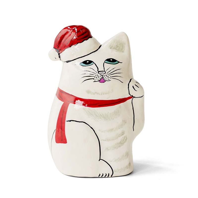 PAPER MACHE CAT DOLL Xmas Version