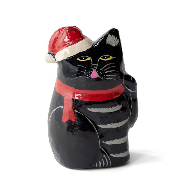 PAPER MACHE CAT DOLL Xmas Version