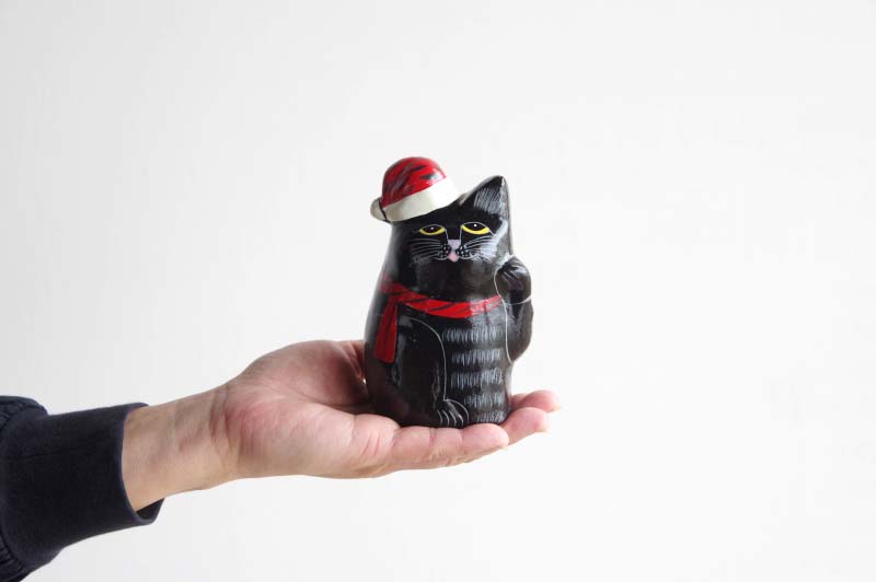 PAPER MACHE CAT DOLL Xmas Version